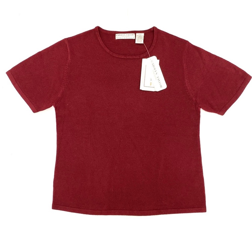 Carolyn Taylor Essentials Women's Burgundy Short Sleeve Sweater